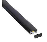 ledbox KIT - Perfil aluminio KAIF para tiras LED, 1 metro, negro