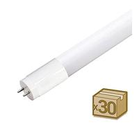 ledbox Pack 30 Tubos LED T8 SMD2835 Cristal - 20W - 120cm, Conexión dos Laterales, Blanco cálido