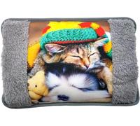 Leddy Living Bolsa de agua caliente eléctrica 26 x 19 cm 500 W - Calentador inalámbrico recargable rápido, con bolsillos de peluche para manos, alivio de dolores y frío, diseño de perros y gatos