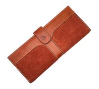 Leddy Living Cartera larga hombre de auténtica piel de ante hecha a mano en Italia con 12 ranuras para tarjetas, 2 compartimentos cheques, 8 bolsillos para billetes cierre con botón elegante artesanal