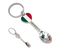 Leddy Living Llavero con cuchara de 12 cm con corazón tricolor y texto en italiano - Souvenir con abrebotellas integrado - Accesorio decorativo de metal para viajeros y amantes del hermoso país