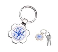 Leddy Living - Llavero de Acero Cromado | Rosa de los Vientos 3D | Anillo de Llaves Robusto | Unisex para Coche, Moto, Casa | Estuche Negro, Turquesa, Talla Única, Acero Inoxidable