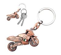 Leddy Living Llavero de bolsillo con anillo de moto de carreras, llavero con bandera nacional italiana Italia Roma de metal, accesorio para hombre y mujer, idea regalo moto, Rame, Talla única