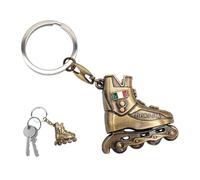 Leddy Living Llavero de bolsillo con anillo de patines de ruedas en línea, llavero de la bandera nacional italiana de Italia, de metal, accesorio para hombre y mujer, idea de regalo, latón., Talla