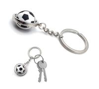 Leddy Living Llavero de bolsillo con balón de fútbol, serie A, La Liga, League, Bundesliga, Ligue 1, con llavero para llaves, accesorio para hombre y mujer, idea de regalo, gris, Talla única