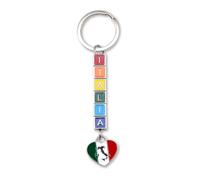 Leddy Living Llavero Italia con cubos de colores y corazón con bandera italiana - Idea regalo para hombre y mujer, accesorio para coche, casa y viaje, multicolor, 12 CM