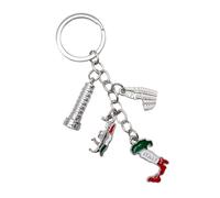 Leddy Living Llavero italiano con la Torre de Pisa, el Coliseo, la góndola de Venecia y la bota de la bandera italiana - Idea de regalo para coche, casa, viaje y amantes de Italia, multicolor, 11,5 CM