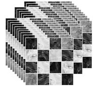 Ledeak 30 Hojas 10x10cm Vinilos Cocina Azulejos, Pegatinas Azulejos Mosaico Autoadhesivo, Impermeable Revestimiento de Paredes PVC, Pegatinas Azulejos Adhesivos Baño (Blanco y Negro)