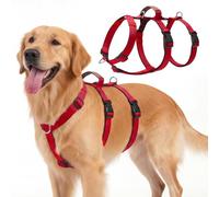 Ledeak Arnes Perro Grande Mediano, Arnes Perro Antitirones Transpirable con Mango de Control, Arnés Anti Tirones, Chaleco Ajustable y Antiescape para Adiestramiento y Paseos, Dog Harness (Rojo, XL)