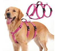 Ledeak Arnes Perro Grande Mediano, Arnes Perro Antitirones Transpirable con Mango de Control, Arnés para Perros a Prueba de Escapes, Chaleco Ajustable y Acolchado Adiestramiento y Paseos(Rosa Roja, L)