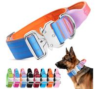 Ledeak Collar Perro Táctico, Ajustable Collar Perro de Nailon Acolchado con Hebilla de Metal y Mango de Control, Resistente Collares para Perros Medianos Grandes (Degradado Naranja Morado Azul, XL)