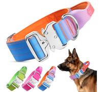 Ledeak Collar Perro Táctico, Collar de Perro Nylon Ajustable Ancho con Mango de Control y Hebilla de Metal, Dog Collar para Perros Medianos y Grandes (Degradado Naranja Morado Azul, L)