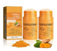 Ledeak Mascarilla de Arcilla y Cúrcuma, 2 Artículos Mascarilla Facial con Vitamina C para Poros, Limpieza Profunda, Hidratación y Brillantez, Turmeric Clay Mask Stick para Hombres y Mujeres