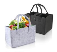 Ledebouk 2 Piezas Bolsas de Compras de Fieltro, 30 x 20x 18 cm Bolsa de Fieltro Plegable, Grande Fieltro Bolsa de Compras para Picnics, Conducir, Juguetes, Periódicos, Compras, Gris + Negro