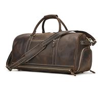 Leder Weekender Herren Vintage Reisetasche zum Umhängen Handgepäck Reisegepäck in echtem Rindsleder Reisetasche für Reisen, WochenEnde Sporttasche, Dunkelbraun, marrón claro, Retro
