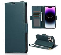 Lederhülle Kompatibel mit iPhone 13/iPhone 14 Hülle, Premium Flip Handytasche Wallet Handyhülle PU Leder Tasche Case Schutzhülle Kartensteckplätzen für iPhone 13/iPhone 14,Grün