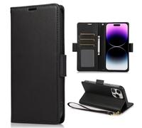 Lederhülle Kompatibel mit iPhone 14 Pro Max Hülle, Premium Flip Handytasche Wallet Handyhülle PU Leder Tasche Case Schutzhülle Kartensteckplätzen für iPhone 14 Pro Max, Schwarz
