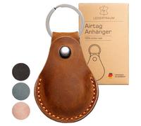 LEDERTRAUM Airtag Colgante de cuero auténtico, Airtags llavero de cuero, funda Apple Airtag, marrón, Clásico