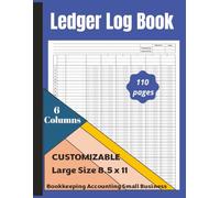 Ledger Logbook 6 Columns: Large Simple Blue Six Column for Bookkeeping and Accounting | Financial Records for Small Business and Personal Finance: Account Journal