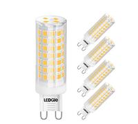LEDGLE Bombillas LED G9 de 8W, 88 LEDs Blanco Cálido 3000k 700lm,Equivalentes a Lámpara Halógeno de 80W, Pack de 5