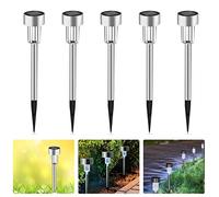 LEDGLE Lámpara Solar 5 luces LED Exterior Impermeables Acero Inoxidable Landscape Pathway Luces para Patio, Césped, Jardín, Pasillo,Terraza [Clase de eficiencia energética A+++]