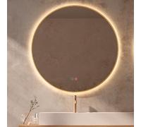 LEDIMEX - Espejo Baño LED Redondo 80cm con Antivaho | Espejo Retroiluminado con Luz Integrada Bi-LED (Cálida, Neutra y Fría) y Sensor ON/Off | Espejo Redondo Pared con Marco Dorado para Mueble Baño