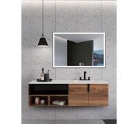 Ledimex - Espejo de baño Led Cuadrado - de Medida 100 x 80 cm - Iluminado por LED con IRC >80 - Sensor antivaho - Sensor on/Off - Triled - Modelo Suiza