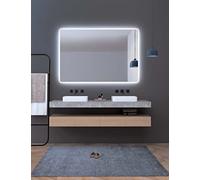 Ledimex - Espejo de baño Led Cuadrado - de Medida 120 x 80 cm - Iluminado por LED con IRC >80 - Cantos Redondeados - Sensor antivaho - Sensor on/Off - Modelo Praga