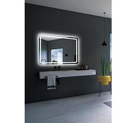 Ledimex - Espejo de baño Led Cuadrado - de Medida 90 x 80 cm - Iluminado por LED con IRC >80 - Cantos Redondeados - Sensor antivaho - Sensor on/Off - Modelo Grecia