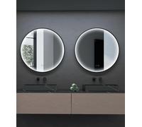 LED IMEX Espejo Redondo con Luz Perimetral Integrada al Marco de Aluminio Negro Mate Nepal - 80 cm de diámetro
