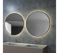 LEDIMEX - Espejo Redondo Baño con Luz LED 70cm Retroiluminado, Sensor Antivaho y Marco Negro Mate | Espejo Inteligente Pared con Luz Tri-LED (Cálida, Neutra y Fría) y Sensor ON/OFF | Serie Fun