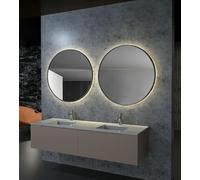 LEDIMEX Espejo Redondo retroiluminado con Marco Aluminio Negro Fun 80 Ø