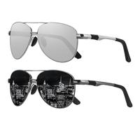LEDING&BEST Gafas de sol para hombre y mujer, polarizadas, con protección UV400, ultraligeras, a prueba de roturas, con marco de metal, vintage, negro, para exterior, pesca, correr, conducción