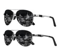 LEDING&BEST Gafas de sol para hombre y mujer, polarizadas, con protección UV400, ultraligeras, a prueba de roturas, con marco de metal, vintage, negro, para exterior, pesca, correr, conducción