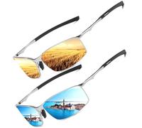 LEDING&BEST Gafas de Sol para Hombre y Mujer Polarizadas Lentes con Super Ligero Marco de Metal 100% Protección UV/Adecuadas para Conducir Viajar Uso Diario Cat 3 CE