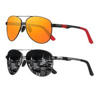 LEDING&BEST Gafas de sol para hombre y mujer, polarizadas, protección UV400, ultraligeras, marco de metal irrompible, vintage negro, para pesca, correr, conducción, deportes, gafas de piloto