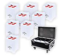 LEDJ Rapid QB1 - Juego de 8 luces LED (hexagonales, luz inalámbrica, incluye estuche de carga para carga)