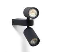 LEDKIA LIGHTING Aplique de Pared Aluminio Aritz 2 Focos Negro GU10