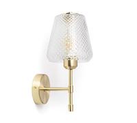 LEDKIA Aplique de Pared Metal y Cristal Stiklu Dorado