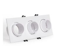 Ledkia Aro Downlight Cuadrado Basculante Bajo UGR para tres Bombilla LED GU10 / GU5.3 Corte 75x235 mm Suefix Blanco