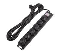 LEDKIA Base Múltiple 6 Enchufes Tipo F Schuko IP44 10m Negro | Cable 10m | IP44 | Interruptor de Luz | Negro