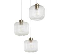 LEDKIA Lámpara Colgante Cristal Tri Wilde Transparente | Diseño Elegante Años 20 | Ajustable en Altura | Soporte Bombilla E27 | Ideal para Interior