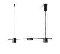 LEDKIA Lámpara Colgante Lineal LED 18W Metal y Cristal Kurna Negro Mate