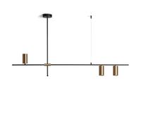 LEDKIA Lámpara Colgante Lineal Metal Auzoa Dorado | Soporte GU10 | Iluminación Elegante y Original | Acabado Dorado y Negro | 3 Pantallas Cilíndricas