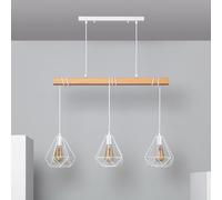 LEDKIA Lámpara Colgante Metal Sardo 3 Focos Blanco | Estilo Industrial Retro | 3 Focos E27 | Cable Regulable | Para Salón; Dormitorio; Cocina | IP20; Blanco
