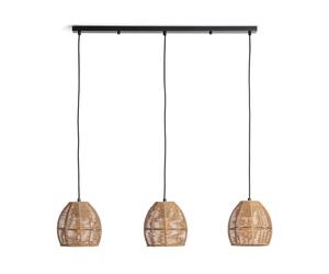 LEDKIA Lámpara Colgante Papel Trenzado Mahali 3 Focos Natural | Papel Trenzado | Diseño Natural para Salón; Dormitorio | Compatible con Bombilla E27 | Longitud Ajustable