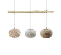 LEDKIA Lámpara Colgante Ratán y Madera Linfen Natural