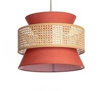 LEDKIA Lámpara Colgante Ratán y Tela Chulu Terracota | CasquilloE27