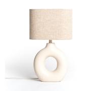 LEDKIA Lámpara de Mesa Cerámica y Tela Memphis Beige