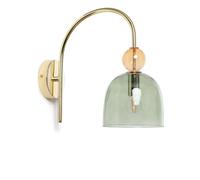 LEDKIA Lámpara de Pared Metal y Cristal Baudelaire Verde | Diseño Vintage Elegante | Soporte para Bombilla E14 | Apta para Interiores IP20 | Dimensiones 315x150 mm